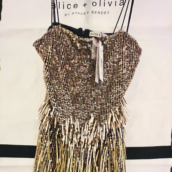 Alice + Olivia Fifi Sequin & Fringe Fitted Minidress - Picture 3 of 4